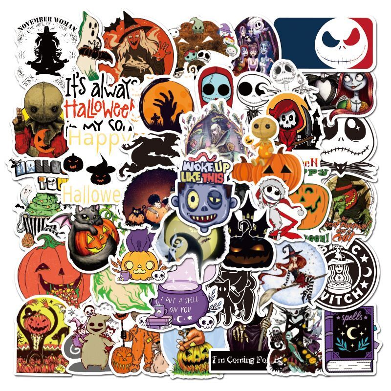 Set 30 Sticker Halloween ảnh ép lụa ( giao mẫu ngẫu nhiên)