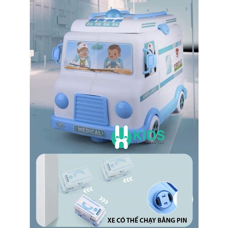 Đồ chơi bác sĩ cao cấp - Xe cứu thương cỡ lớn có đèn nhạc kèm 30 dụng cụ y tế cho bé (hộp đẹp tiếng Anh)