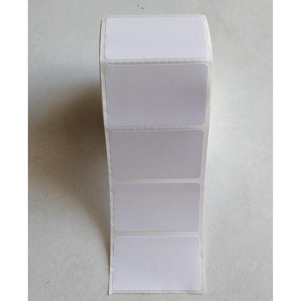 Giấy Decal nhiệt 50x30 mm x 30m, Decal Trà sữa 50x30 mm x 30m, Giấy in mã vạch tem nhãn, tem phụ 50x30 mm x 50m