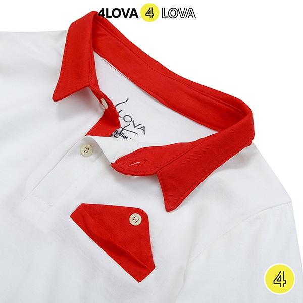 Áo polo dài tay cổ đức bé trai 4LOVA chất thun cotton co giãn mềm mại