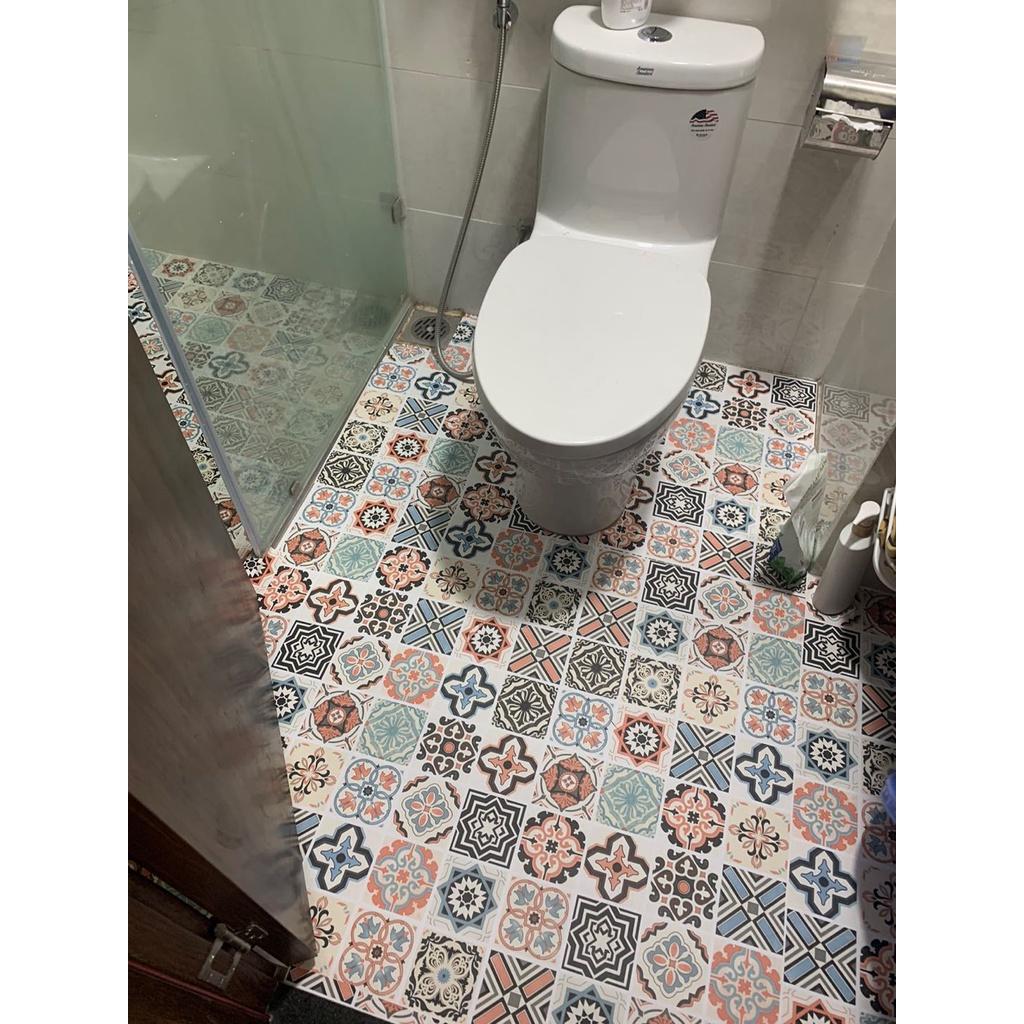 Decal gạch bông dán tường bếp dán kính nhà tắm decor trang trí chịu nhiệt dễ lau chùi đề can sẵn keo khổ lớn 1,2m 0302