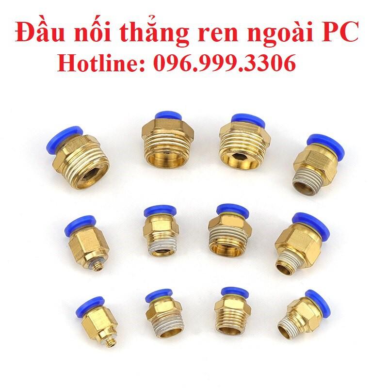 Đầu nối PC thẳng ren ngoài khí nén, phun sương đầy đủ kích thước ống và ren hàng xịn giá sỉ