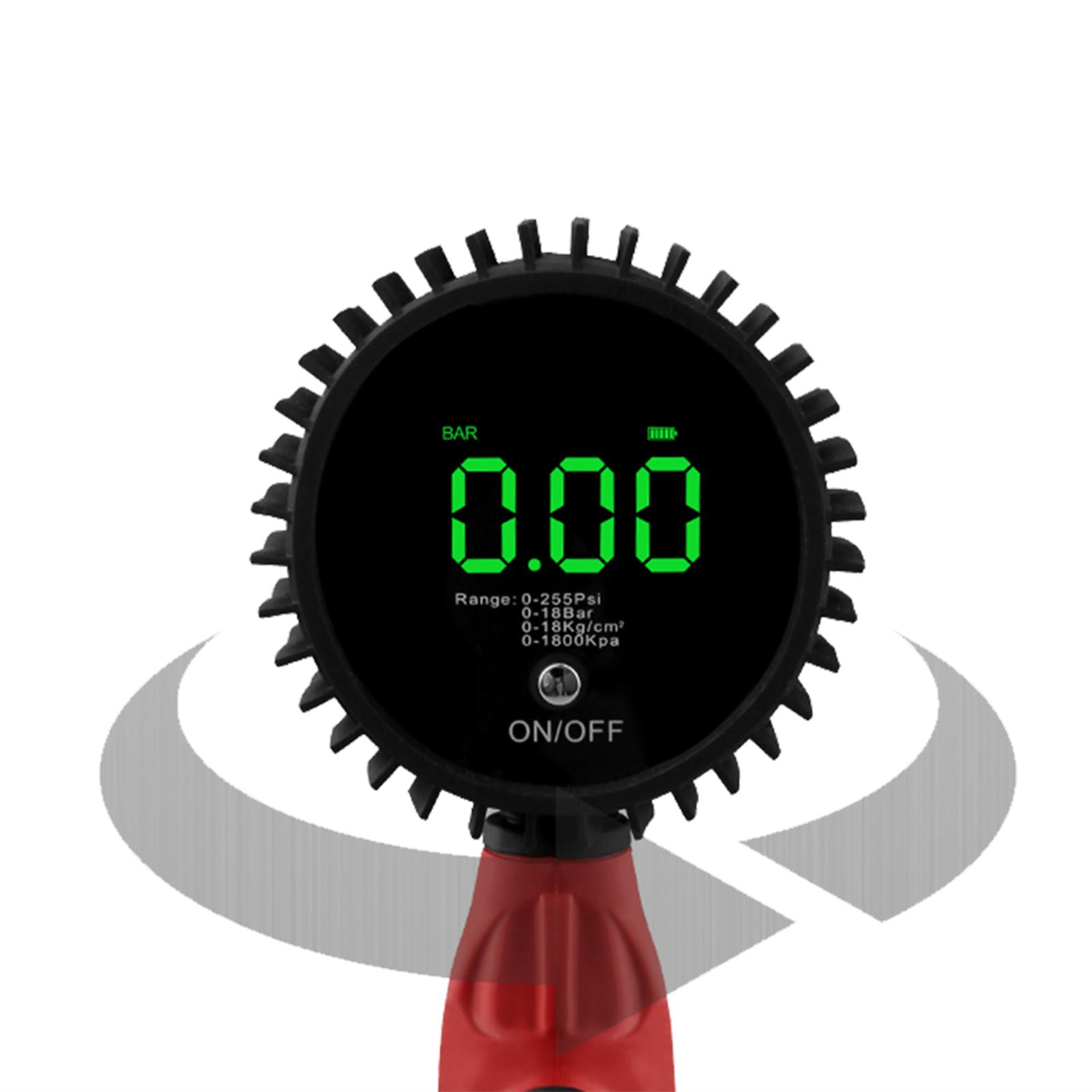 High Accuracy LED Backlight Display Tire Inflating Gauge Digital Display Tyre Inflatable Gun Tire Inflator with LED Digital Pressure Gauge 18bar Pressure Limited