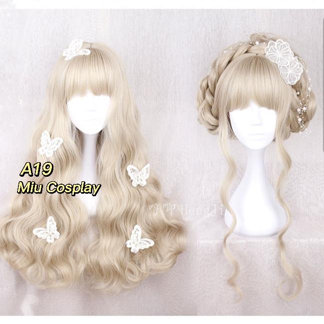 Wig/Tóc giả xoăn sóng màu trà nữ tính tiểu thư - A19 Nguyên đầu tên/lolita