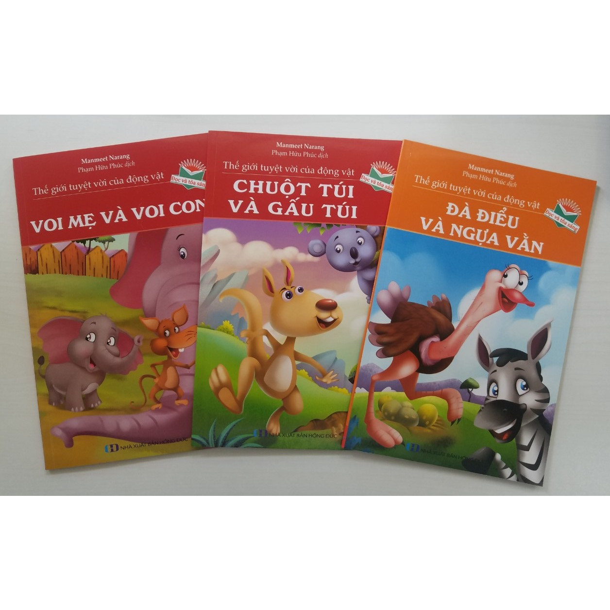 Combo  Thế Giới Tuyệt Vời Cửa Động Vật: Voi Mẹ Và Voi Con + Chuột Túi Và Gấu Túi + Đà Điểu Và Ngựa Vằn