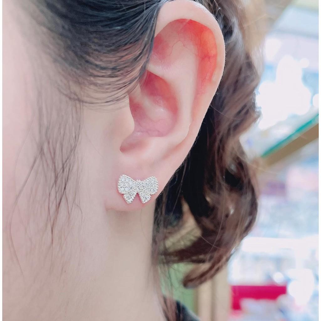 Bông tai khuyên nụ chất liệu bạc ta hình nơ MS62d