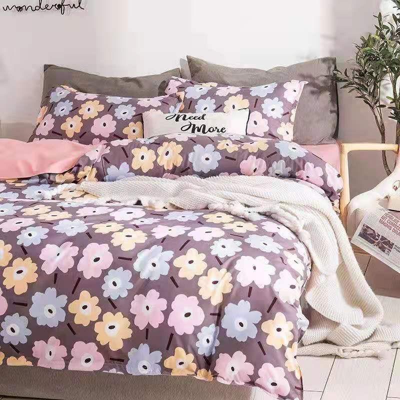 Chăn Ga Gối Đệm -Sét Chăn Ga Gối Hoa Ngũ Sắc PolyCotton Punpu3051