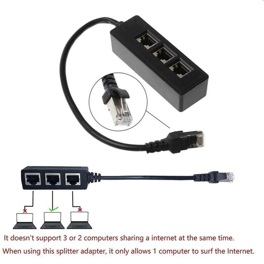 Cáp Chia Cổng Mạng Lan Rj45 1 Đầu Đực Sang 3 Đầu Cái