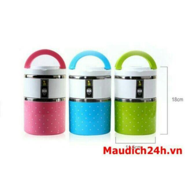 Hộp cơm giữ nhiệt 2 tầng lõi inox 8504