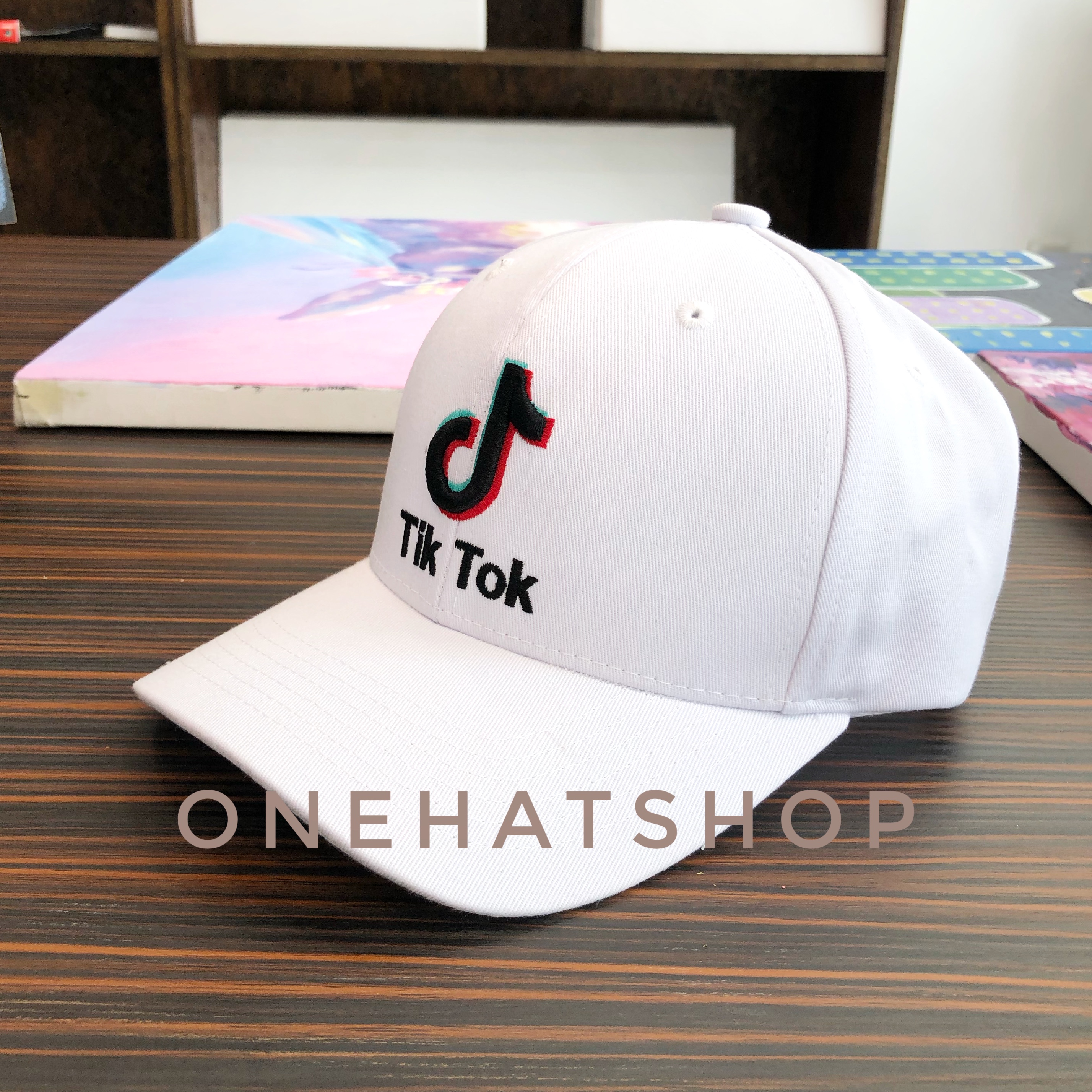 Nón Lưỡi Trai logo có chữ Tiktok vải trắng chất lượng cao brand One Hat