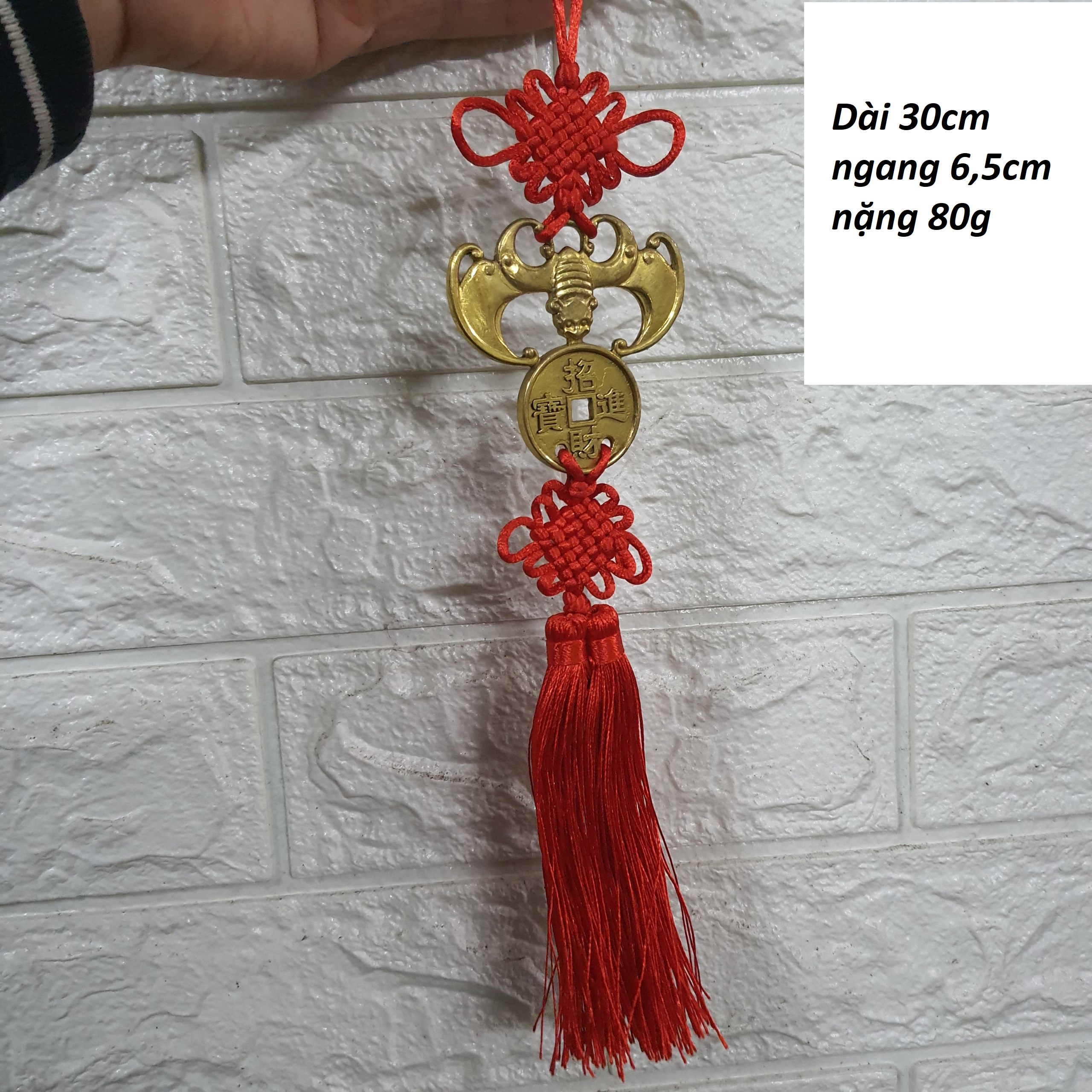 Khánh treo Dơi ngậm tiền phong thuỷ bằng đồng MS012