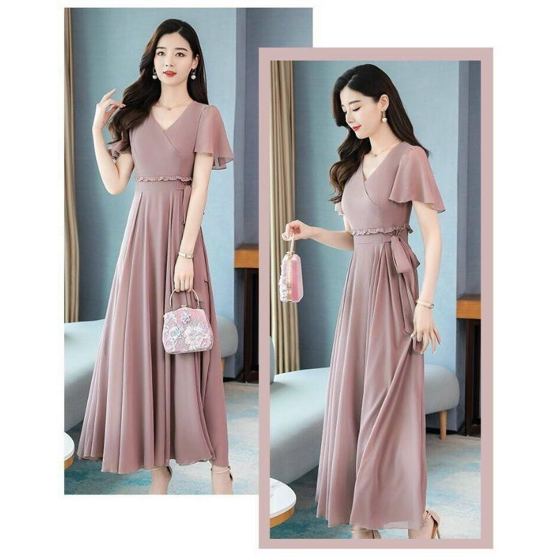 ĐẦM MAXI BÈO EO CỔ V