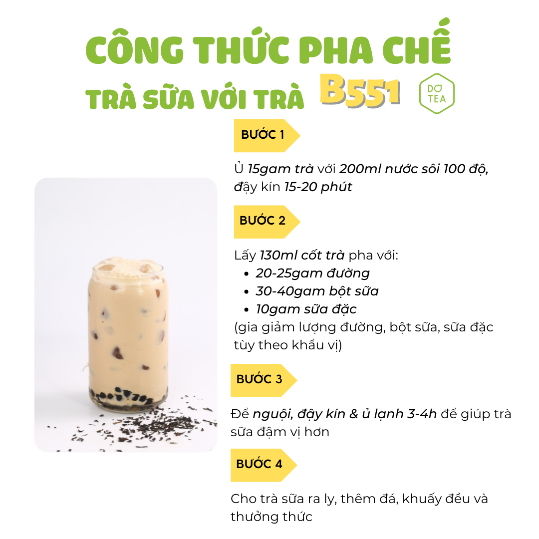 Trà Đen Cao Cấp B551 Dotea 500g/ 100g - Thu Hái Từ Một Trong Hai Vùng Trà Cổ Tại Bảo Lộc Vị Dịu Không Gắt Thơm Tự Nhiên