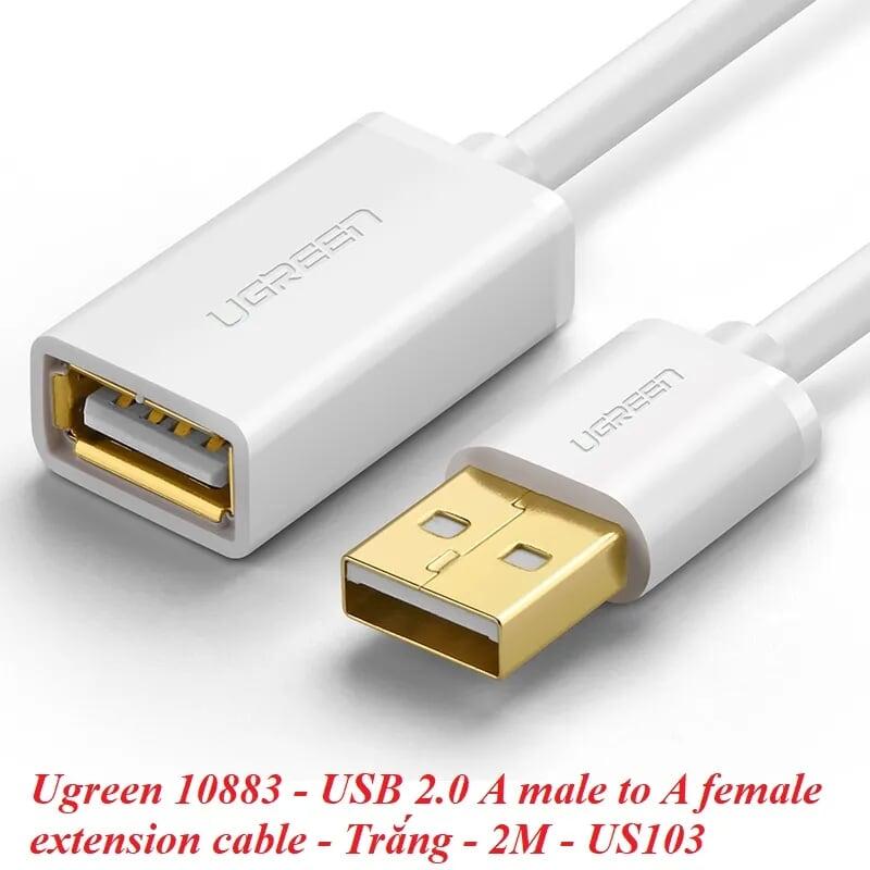 Ugreen UG10883US103TK 2M màu Trắng Cáp tín hiệu nối dài USB 2.0 lõi thuần đồng - HÀNG CHÍNH HÃNG