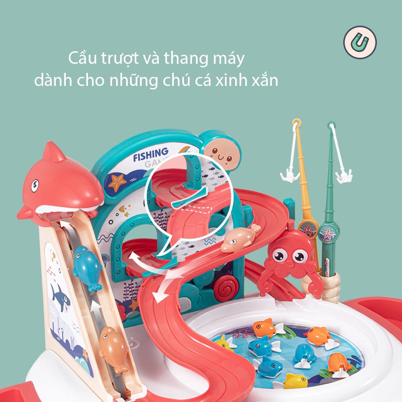 Bộ Đồ Chơi Câu Cá Có Tháp Cầu Trượt Phát Nhạc Sạc Pin Phát Triển Trí Tuệ Cho Bé 156-15