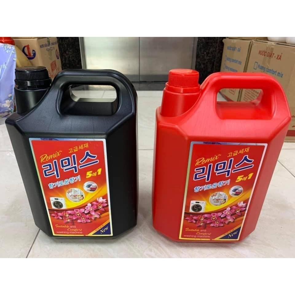 Nước giặt xả Remix Hàn can đỏ đen 5000ml