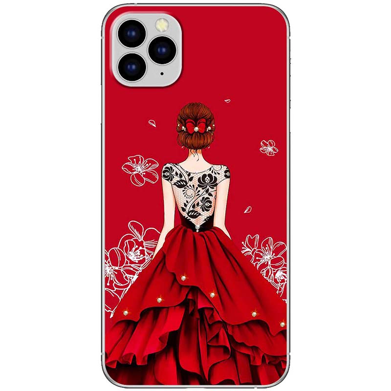 Ốp lưng dành cho iPhone 11 Pro Max mẫu Cô gái váy đỏ áo đen