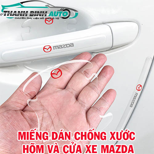 Miếng dán silicon chống xước hõm tay nắm cửa xe Mazda