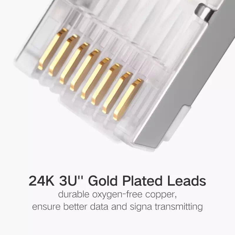 Ugreen UG50247NW111TK 50pcs Đầu bấm mạng RJ45 chuẩn Cat6 + Cat6e bọc inox chống nhiễu - HÀNG CHÍNH HÃNG