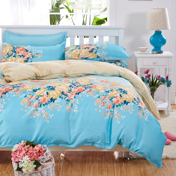 Bộ chăn ga gối Cotton cao cấp 1m6x2m họa tiết hoa nhiều màu DQK154