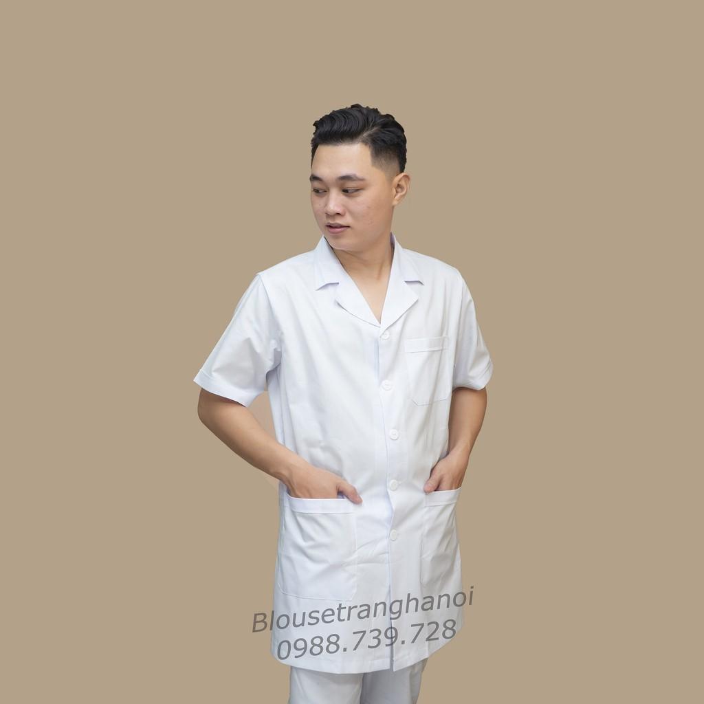 Áo Điều Dưỡng Nam - Áo Bác Sĩ Nam - Áo Bác Sĩ Blouse Nam - áo thẩm mỹ nam (hàng đẹp) - Blouse trắng Hà Nội