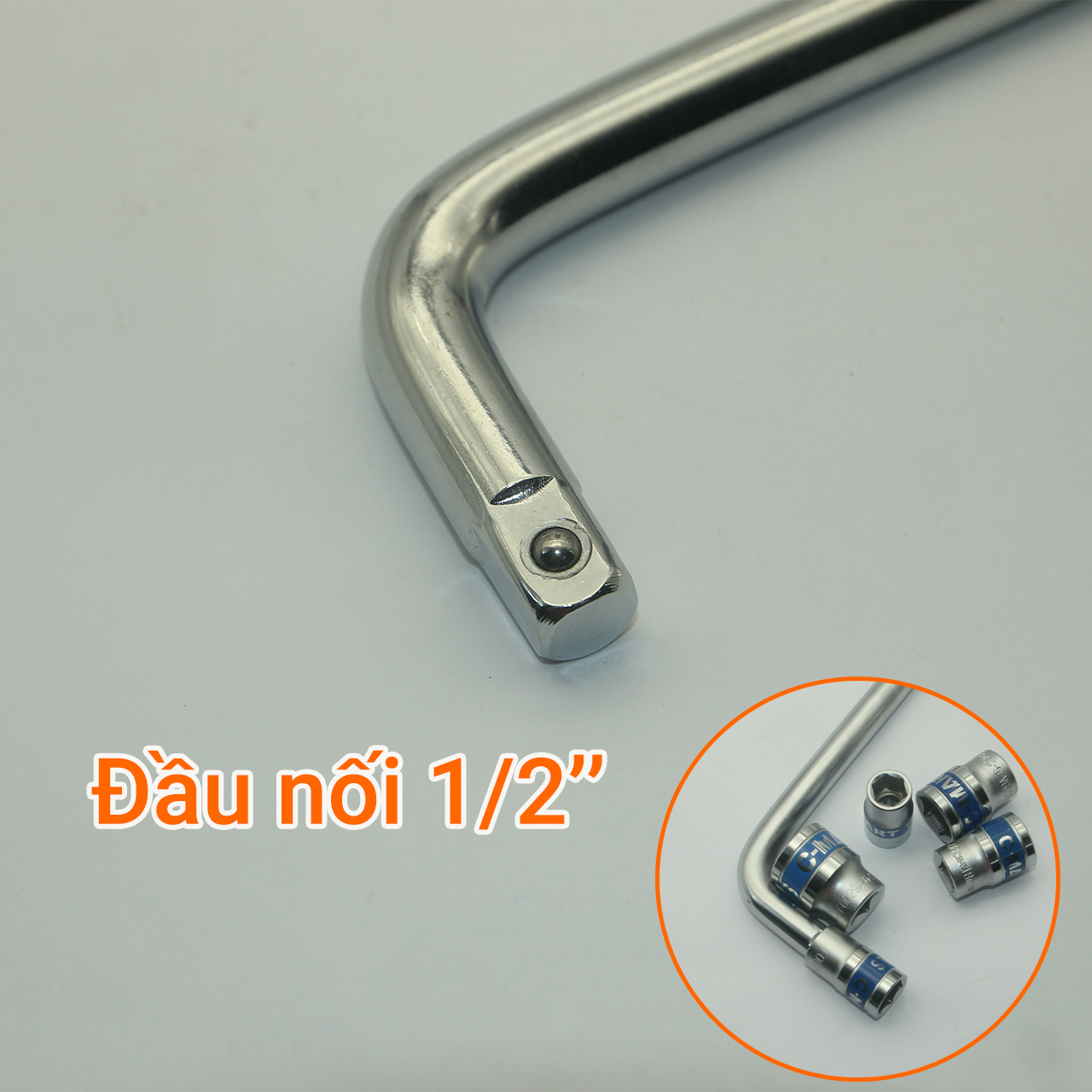 Tay vặn chữ L 1/2" thép CrV trắng 250mm