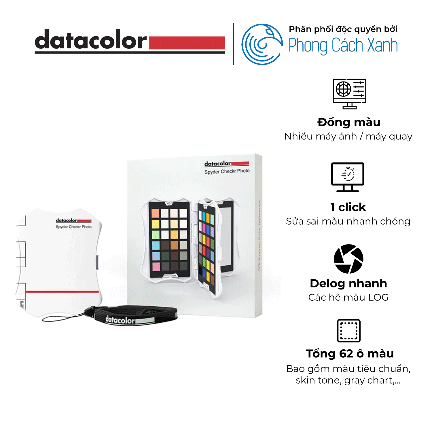 Cân màu cảm biến máy chụp / máy quay Datacolor Spyder Checkr Photo V2 - Hàng Chính Hãng