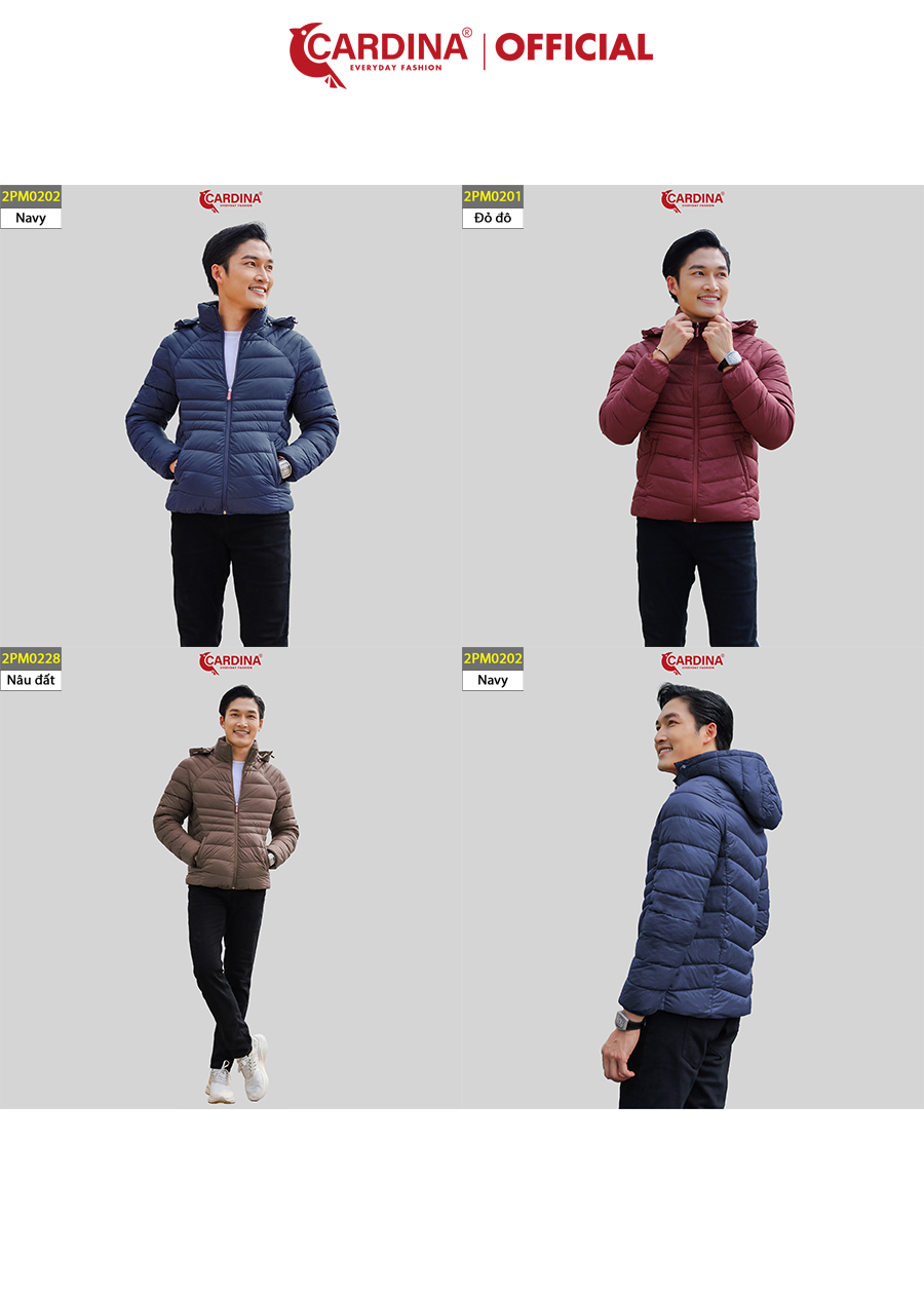 Áo Phao Nam CARDINA Chần Bông Nhật Cao Cấp Chống Nước Siêu Nhẹ 2PM02