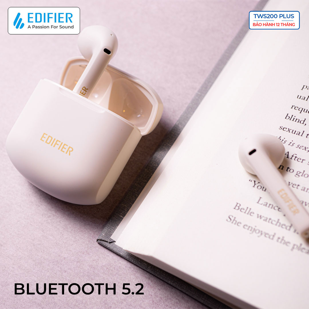 Tai nghe bluetooth Edifier TWS200 Plus chipset Qualcomm AptX Adaptive Khử ồn đàm thoại 4 mic - Hàng chính hãng