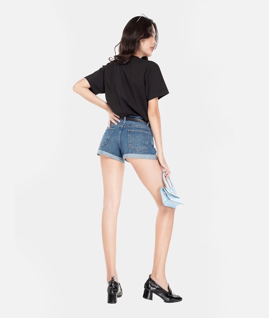 HNOSS Short jean lai lật 65% Coton 35% Polyester CMC12101032