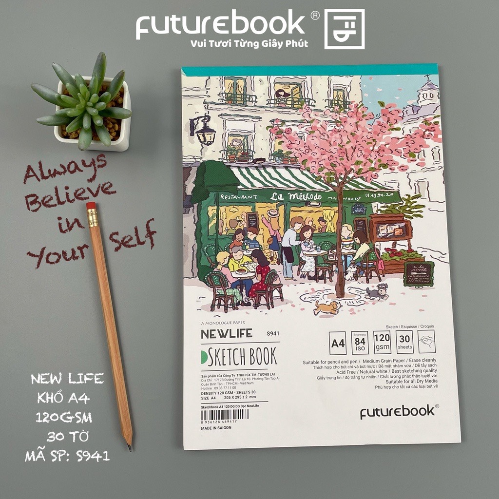 Tập Vẽ Ký Hoạ (SketchBook) New Life- A4- 120GSM- 30 Tờ- Dán gáy dọc. MSP: S941. VPP FUTUREBOOK. (Giao Mẫu Ngẫu Nhiên)