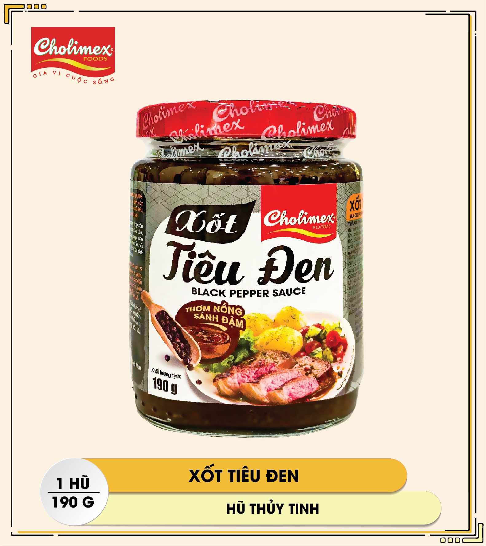 Xốt tiêu đen Cholimex hũ thuỷ tinh 190g