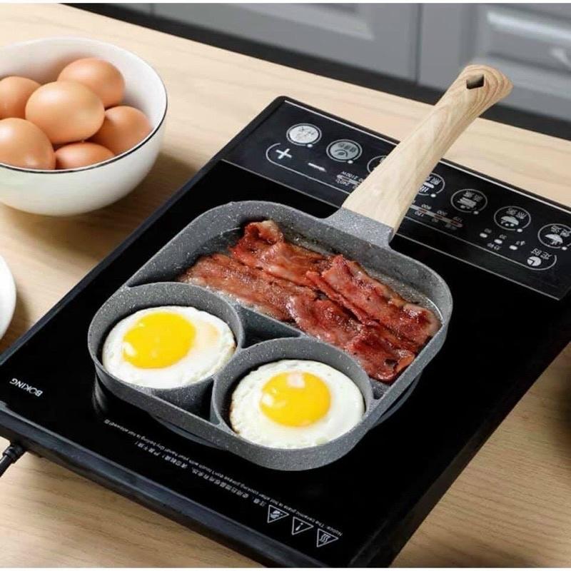 Chảo đá chống dính 4 ngăn,3 ngăn rán trứng làm bánh siêu cute