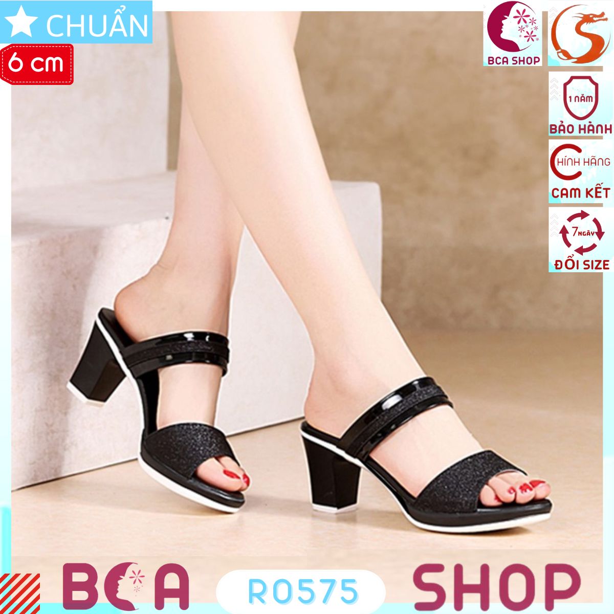 Sandal cao gót nữ 6p RO575 ROSATA tại BCASHOP đế dày, mặt nhám kim tuyết thời trang và lộng lẫy