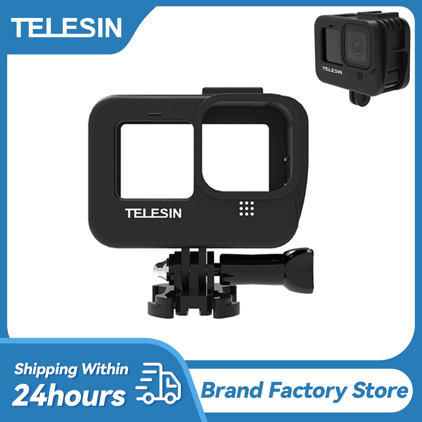 Vỏ khung bảo vệ Telesin cho GoPro Hero 11 10 9 PC Nhà ở Giá treo với phụ kiện camera hành động lỗ bên trong