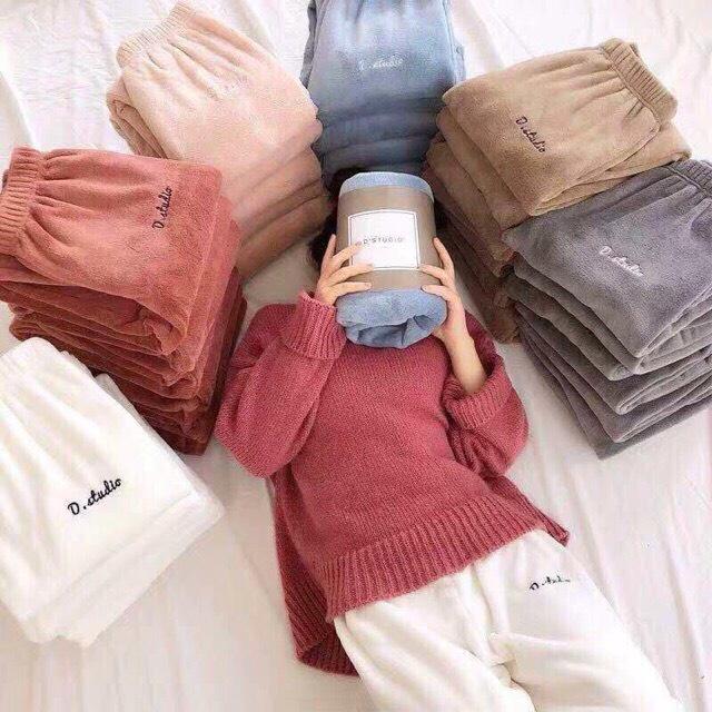 Quần nỉ bông nữ lông cừu siêu ấm