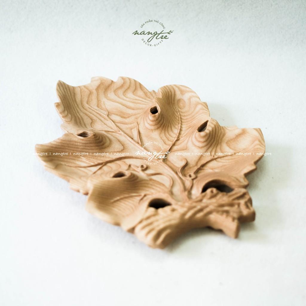 Khay gỗ hình lá nho/ Khay gỗ tần bì decor