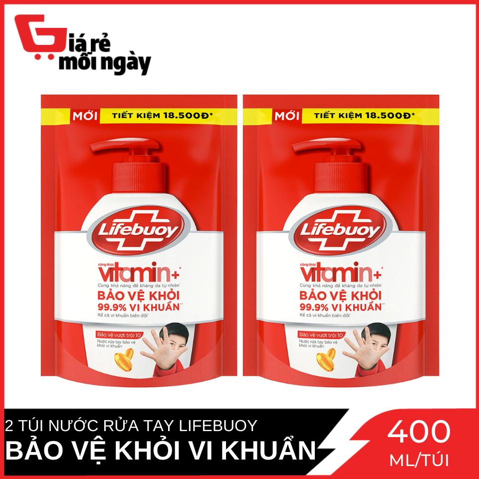 COMBO 2 túi Nước rửa tay Lifebuoy Bảo vệ vượt trội 10 (Đỏ) 400ml X2