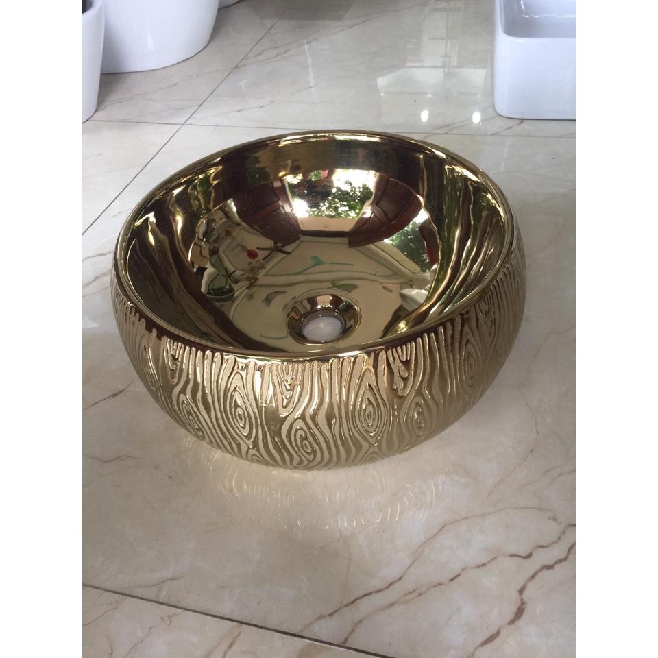 Chậu lavabo tròn đặt bàn màu vàng gold