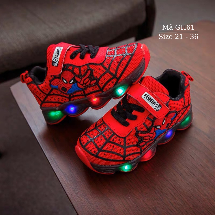 Giày siêu nhân phát sáng cho bé trai 1 đến 10 tuổi màu xanh thể thao có đèn LED độc đáo phong cách Hàn Quốc GH61