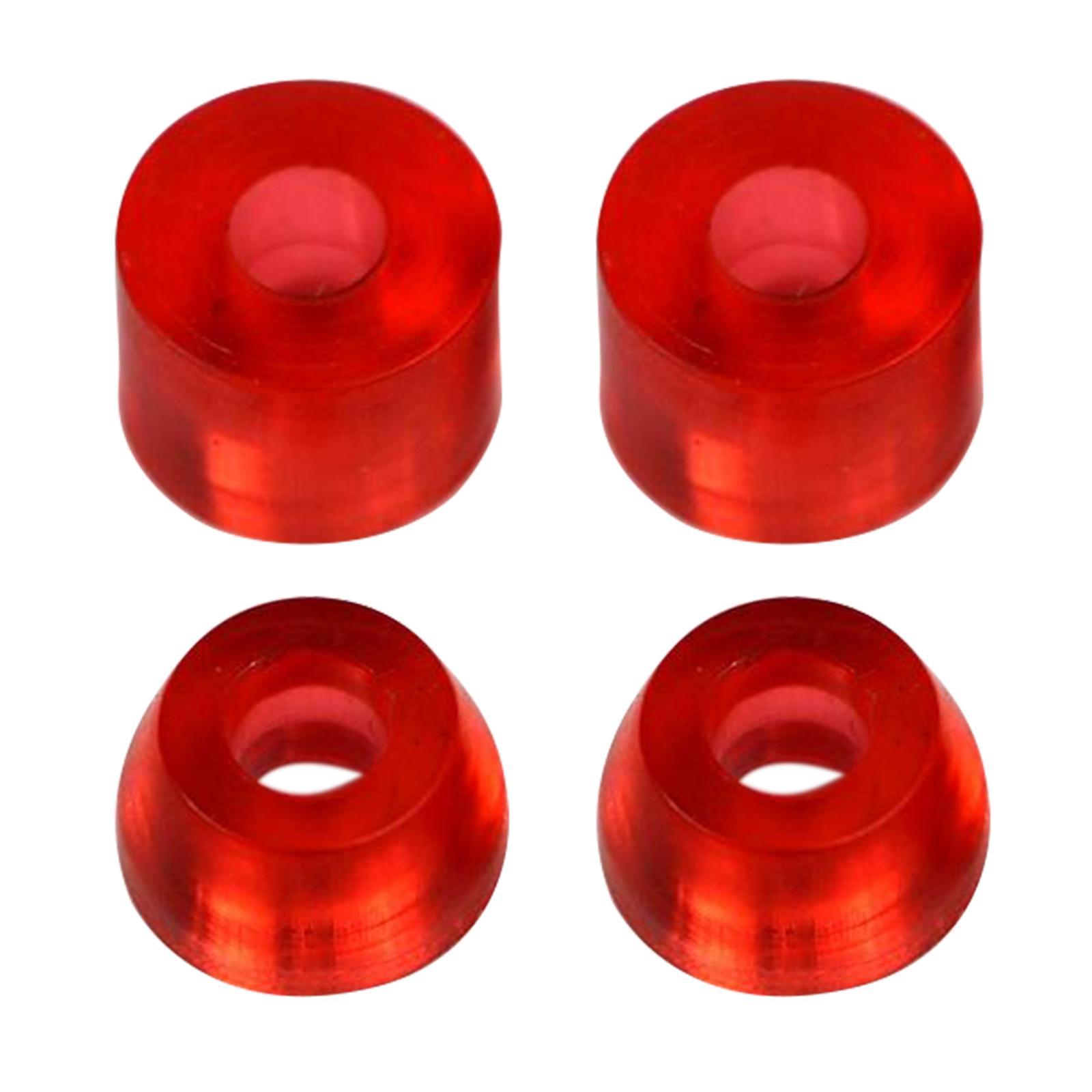 2x 4 Pieces Skateboard Bushings Longboard Truck Bushings Skateboard Cup Washers for Skateboard Trucks - Red 95A Longboard