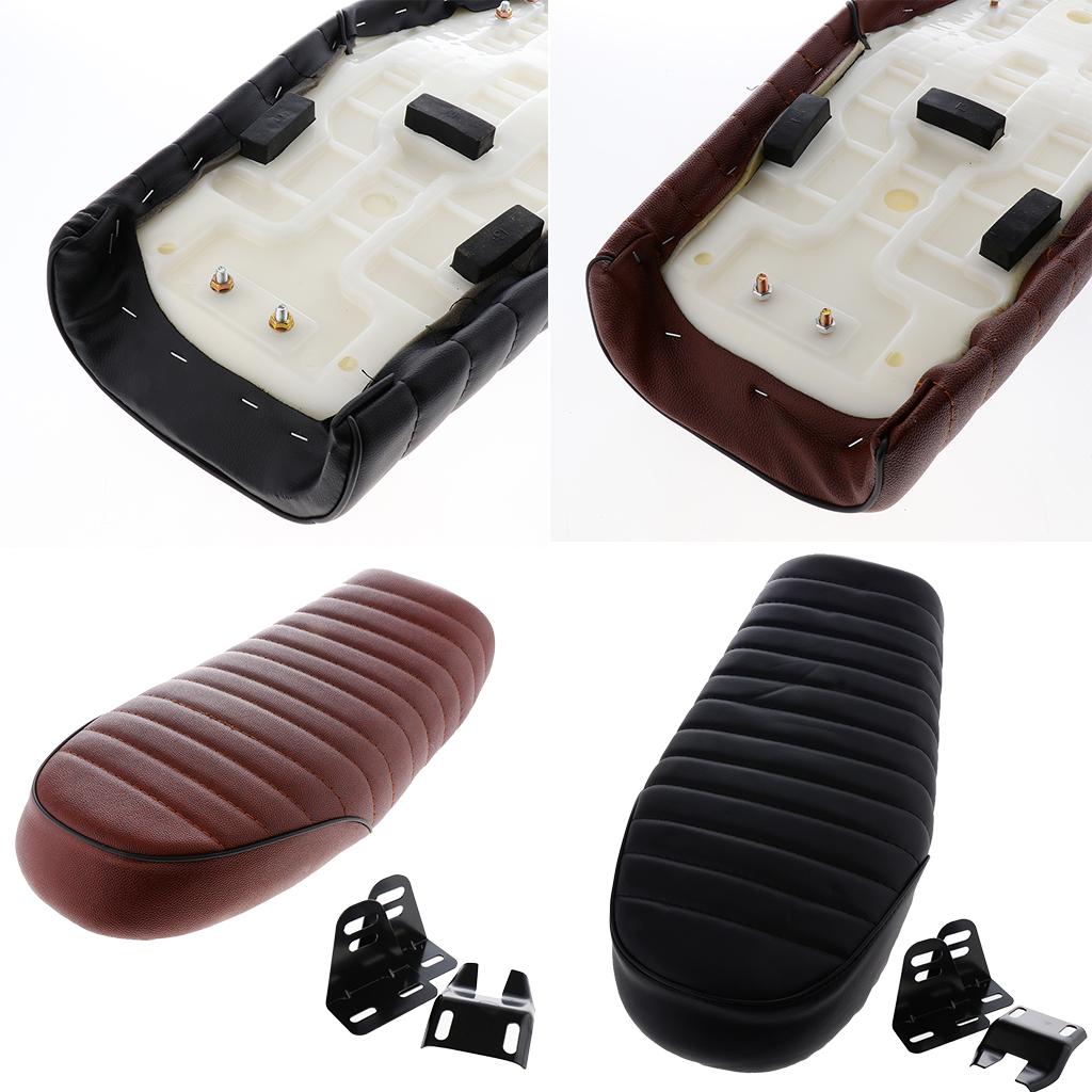 Universal Cafe Racer Seat Leatherette Flat Vintage Seat Cushion Saddle for Honda CG125