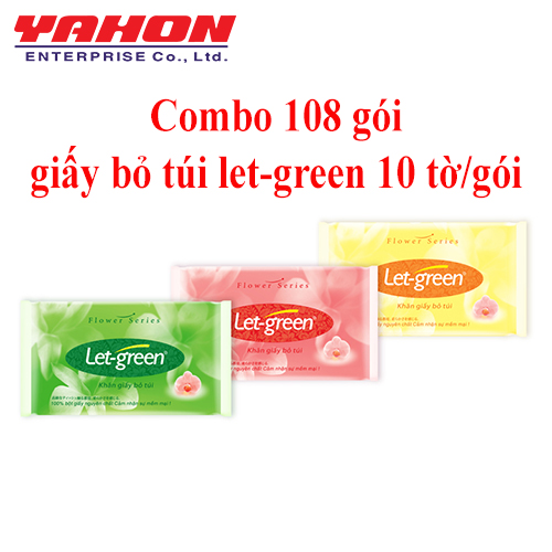 Combo 108 Gói Khăn Giấy Bỏ Túi LET-GREEN, 10 Tờ/Gói