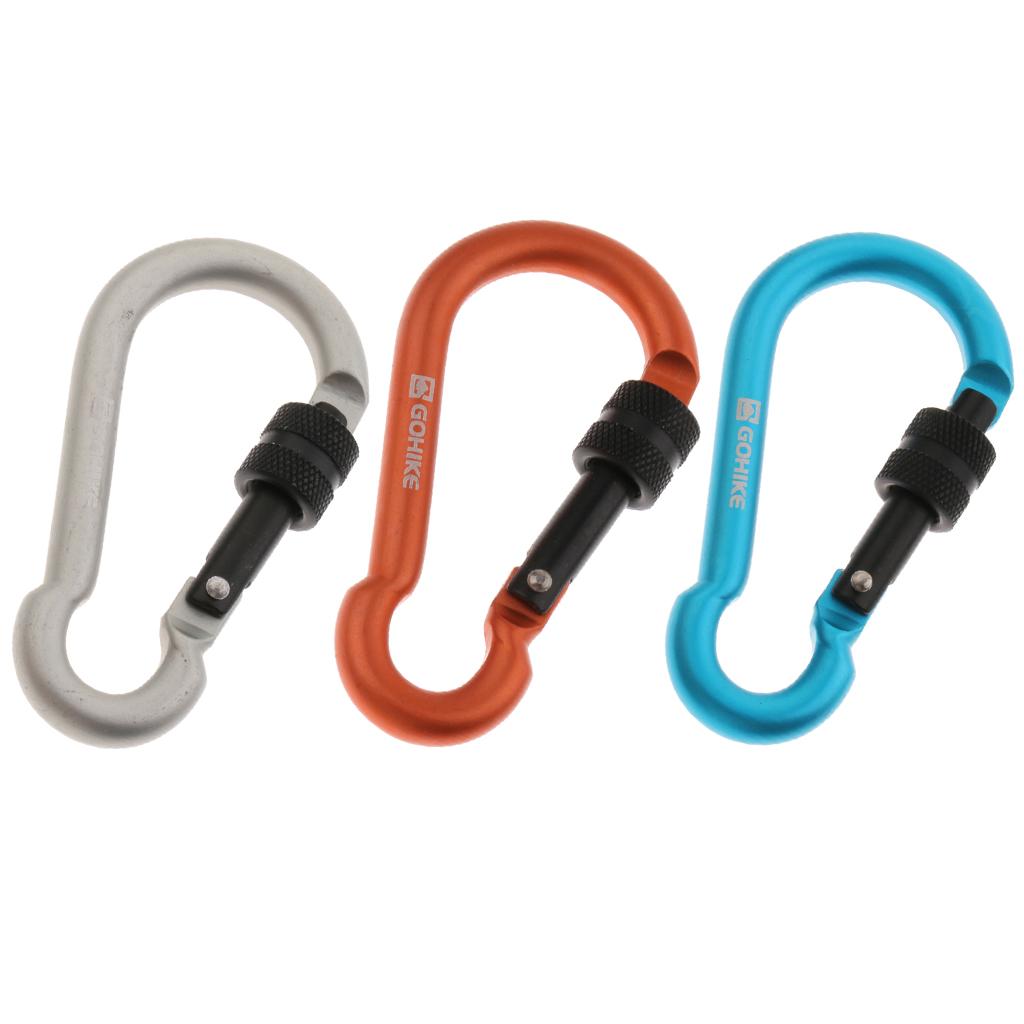 Outdoor Aluminum Alloy Climbing Screw Locking Keychain Hook golden orange