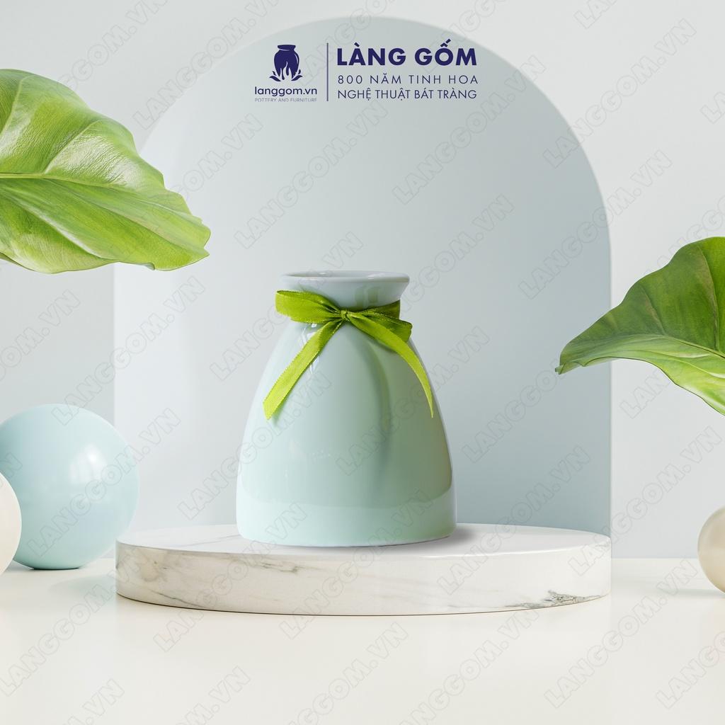 Bình hoa, lọ hoa Gốm sứ Bát Tràng cao cấp Men ngọc chân váy dùng làm quà tặng, trang trí - Làng Gốm Bát Tràng