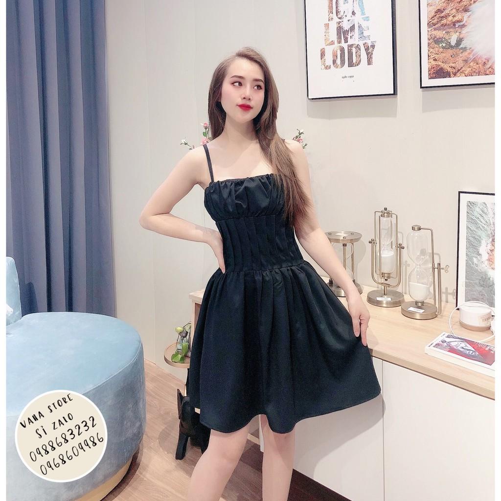 Váy Hai Dây Nhúm Ngực Dáng Xòe Xinh Xắn