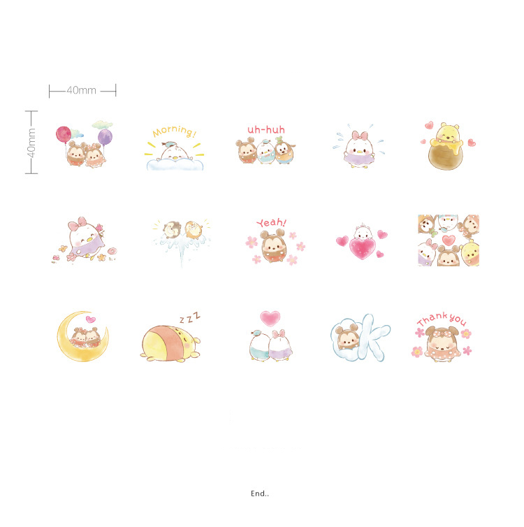 Sticker chủ đề Tsum Tsum - Hộp 45 miếng dán trang trí sổ tay Bullet Journal - M129