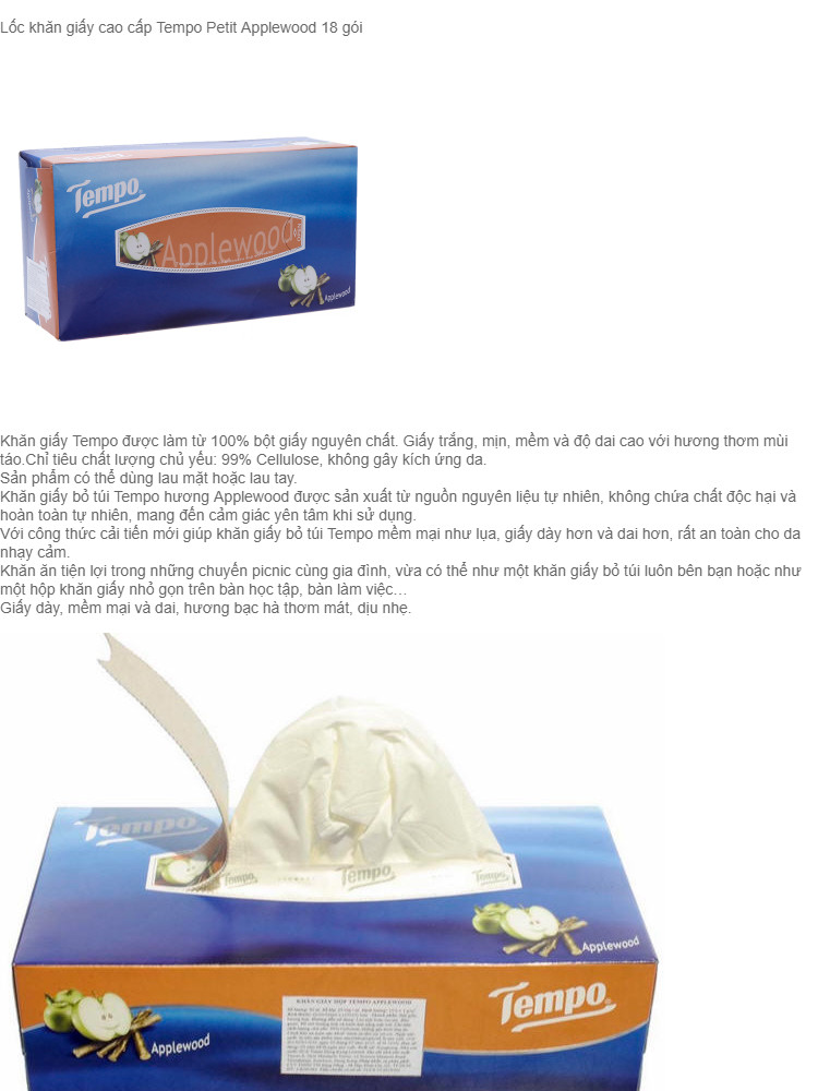 Khăn giấy hộp cao cấp Tempo Box Apple 90Tờ/Hộp