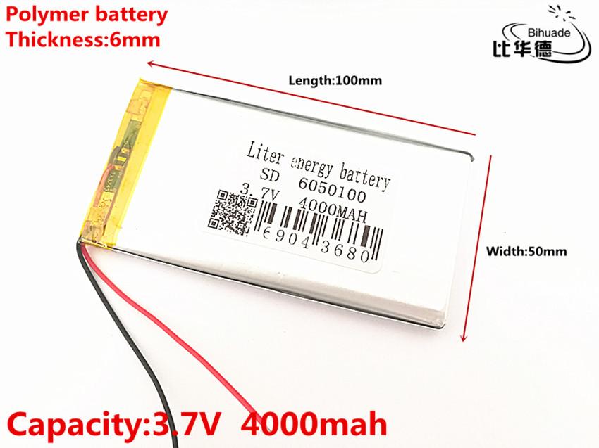 1 Cái/lốc 3.7V 4000MAh 6050100 Polymer Lithium Pin Sạc LiPo Cho GPS PSP DVD