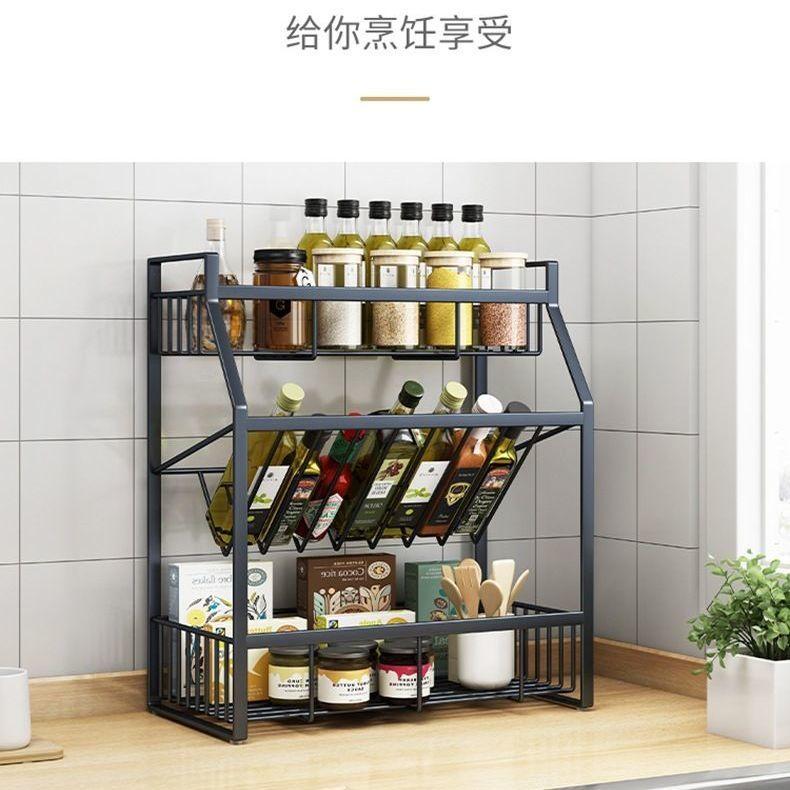 Đặc Biệt Giá Bếp Nhà Mặt Bàn Dầu Muối Giấm Gia Vị Có Giá Để Đồ Gia Vị Giá Dày Nhiều Lớp Giá Để Gia Vị